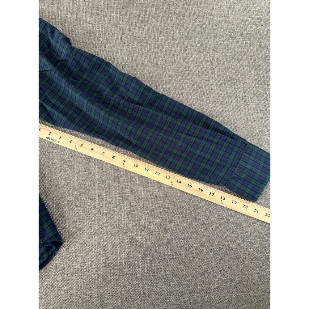 Polo Ralph Lauren Mens Blue Green Plaid Slim Fit Button-Down Shirt‎ Fits Medium